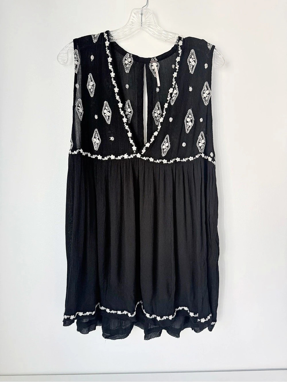 Free People Diamond Embroidered Sleeveless Babydoll Tunic Top/Dress
